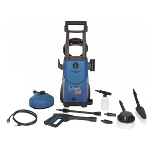 Vysokotlakový čistič Scheppach HCE 2400 s hadicou a pištoľou pripravený na prenájom